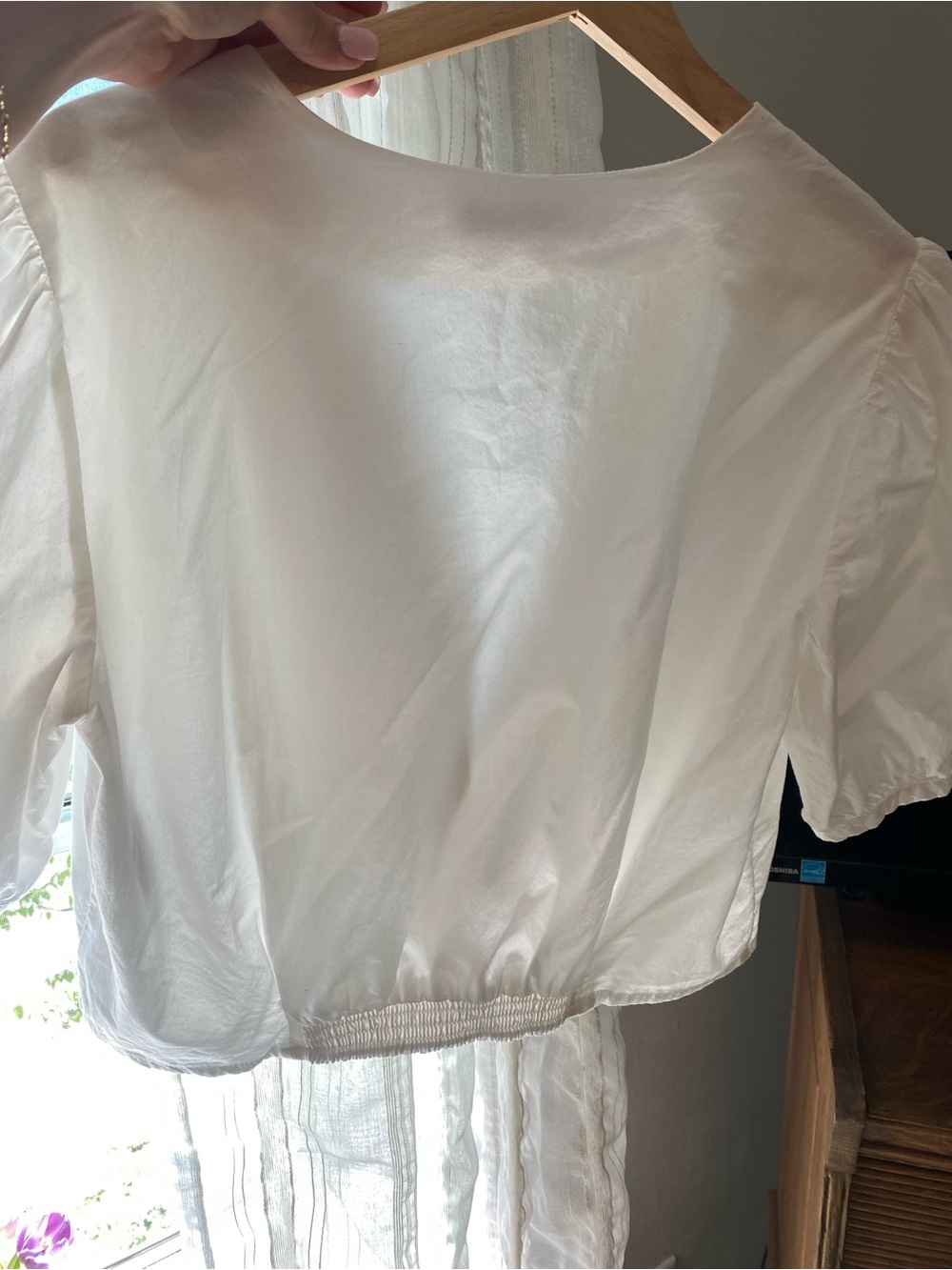 Cropped Button Front White Top - Picture 5 of 6